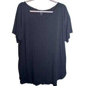 Uniqlo Men's AIRism Cotton Oversized Crew Neck T-Shirt in Black